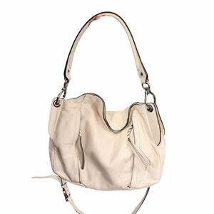orYANY Winter White Pebbled Leather Hobo Crossbody Tassel Bag